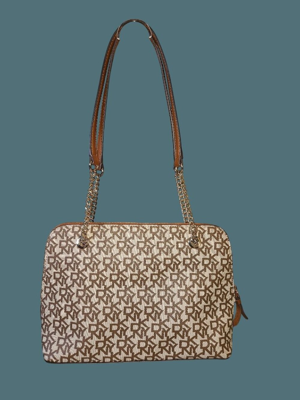 DKNY Logo Monogram Top Zip Chain Shoulder Bag - Picture 2 of 15